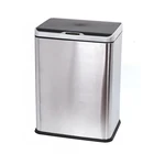 hot selling high quality 50 liter big size stainless steel metal double smart sensor garbage bins used for restaurant