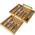Silverware Organizers - Bamboo Drawer Organizer - Large Bamboo 6 Slot Silverware Drawer Dividers - Flatware Tray - 17 Inch