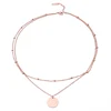Stainless Steel Rose Gold Multilayer Bead Chain Coin Choker Necklace
