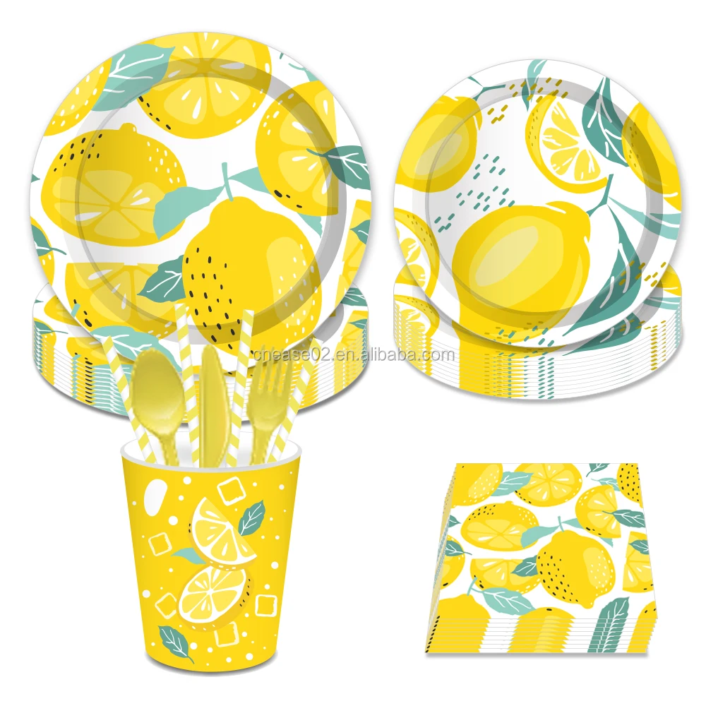 mm056 lemon party disposable tableware set summer theme party