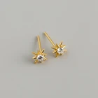 Diamond Stud Earrings RINNTIN APE27 Women Jewelry 925 Sterling Silver Diamond Starfish Stud Earrings