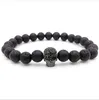 Best selling men bracelet luxury skull bracelet lava stone bracelet natural