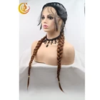 Fashion brown lace front braided wigs for black women Synthetic hair Heat Resistant Fiber wigs