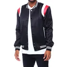 Custom High Quality Ribbed Collar Color Block Detail Striped Varsity Jacket for Men