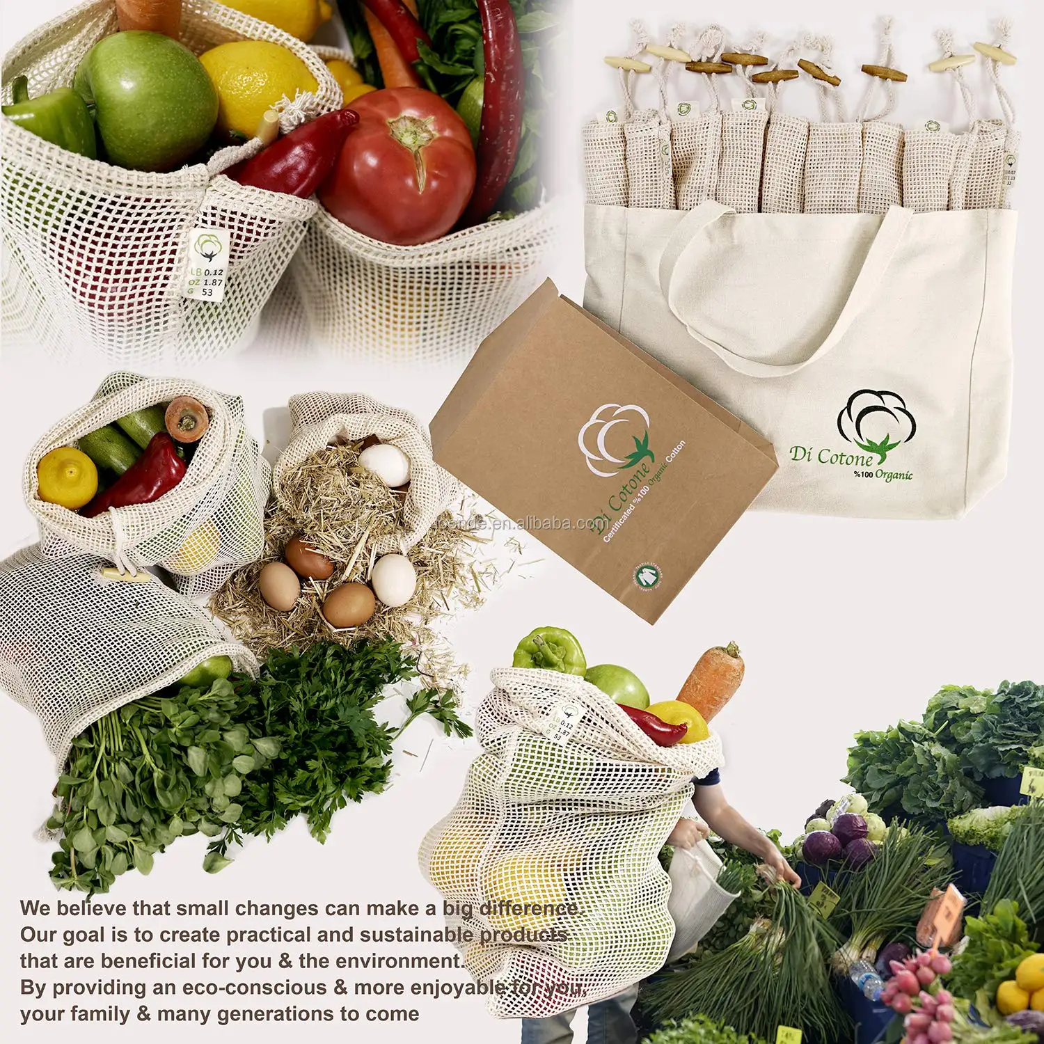 reusable produce bags organic cotton mesh bags for grocery