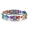 316L Stainless Steel Link Chain Bracelet Friendship Real Rainbow Clasp Silicone Gay Bracelet For Men Women Unisex In Bulk