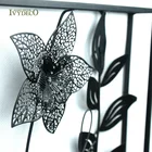 Eco-friendly IVY 3d Black Metal Flower Branch Leaf Wall Art Hangings Home Decor