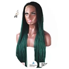 Ombre Green Braids Fashion Lace Front Synthetic Wigs