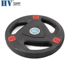 Weight lifting Plate Gym Rubber Weight Plates With 3 holes