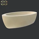 Modern style oval shape high end hotel used beige limestone bathtub