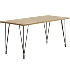 Classic Dining Furniture Metal Leg Solid Oak Top Morden Oak Dining Table (H3001)