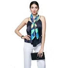 100% Turquoise Elegant Private Label Silk Scarf Double Face with Jewelry