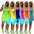 clothing vendorssummer dresses women fashion solid color sleeveless casual dress ladies mini dress