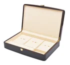 High glossy lacquer brown wooden jewelry packaging box with lock