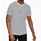 OEM Men Stripe Tee Shirt Quality Stretched Cotton Clothing Mens Round Crew Neck T-Shirt Private Label Acceptable
