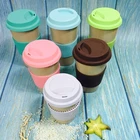 Golden supplier rice husk custom biodegradable eco friendly water drinking travel coffee cup mug print with lid