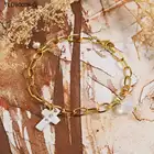 Popular Chain Letter Cross Bangle Steel Elastic Natural Stone Bead Bracelet Pendant For Women