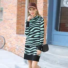 Long Dress High Neck Long Sweater Women's Striped Long Knitted Dress LWX10077