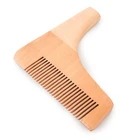 Wholesale wooden custom L shape men's sandalwood beard hair straightener comb press gold styling comb