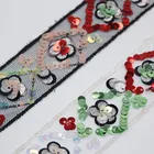 Bridal Lace Trim White Organza Beaded Sequins Lace Applique For Wedding Dress Sewing Lace Fabric DIY clothing accessories