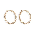 Simple Design Hypoallergenic Gold Chain Hoop Earrings Link Chain Hoop Earrings for Women