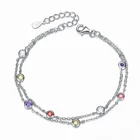 Fashion sterling silver 9 25 jewelry Gemstones Multi-color Cubic Zirconia Rainbow Bracelets