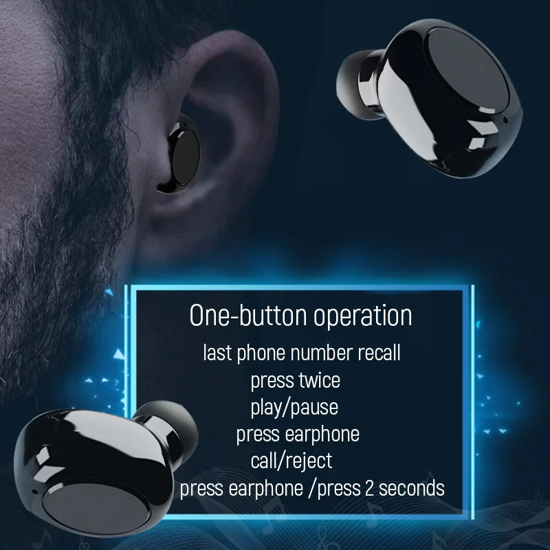 S590 TWS Bluetooth 5.0 Mini Wireless Headphones Stereo Earbuds Touch Control with Led Digital Display Binaural Music for Sport - ANKUX.COM