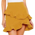 Slanna New Design Competitive Price Customized High Waist Mini Skirt with Ruffles for Young Girls