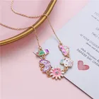 Wholesale fashion jewelry Kids Sweet cartoon Necklace car cat Butterfly Flower Drop oil alloy necklace