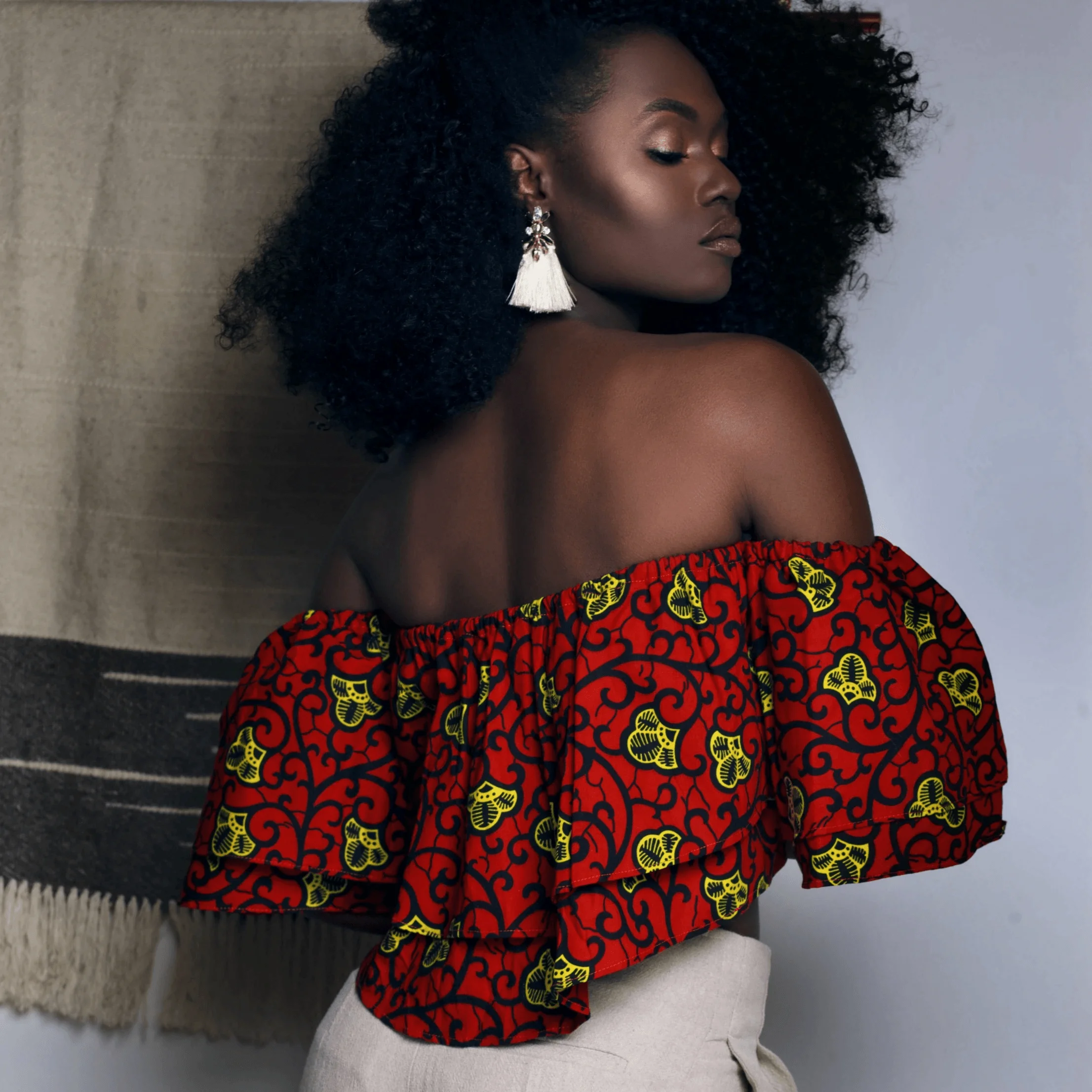 2020 newest african style ruffle crop christmas gift sell ankara