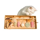 7pcs pack Kitten Interactive pet Toys feather stick multiple gameplay handmade wooden stick gift box cat teaser toy
