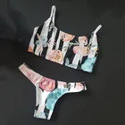 Factory Design Two Piece Bandage Stripe Floral Bikini Swimwear Girl Adult Swimsuit For Lady Woman