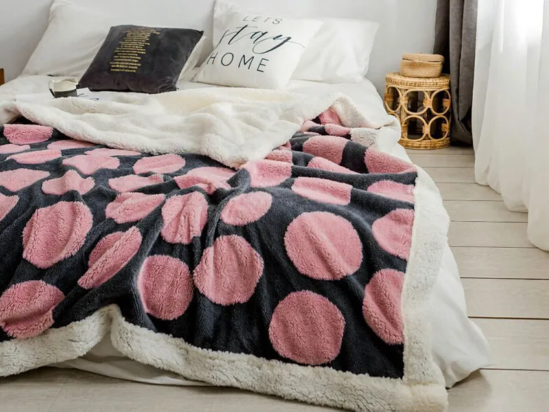 i@home Jacquard winter thick warm coral fleece sofa sherpa blanket