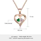 Pendants 925 Sterling Silver Personality 2 Name Necklaces 2 Heart Simulated Birthstone Couple Pendants