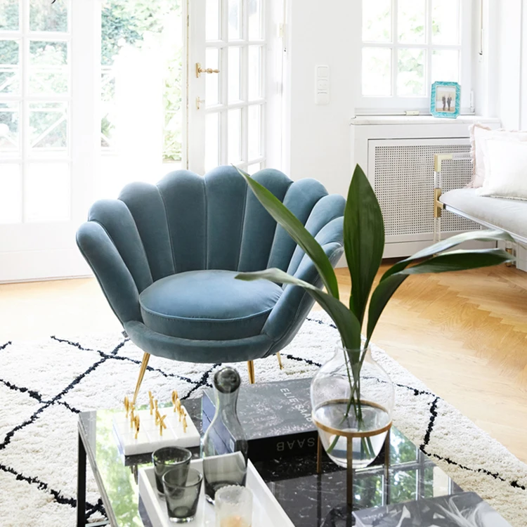 Velvet Living Room Nordic Design Furniture Lounge Leisure Fabric Sofa Relax Beauty Soft Hotel armchair