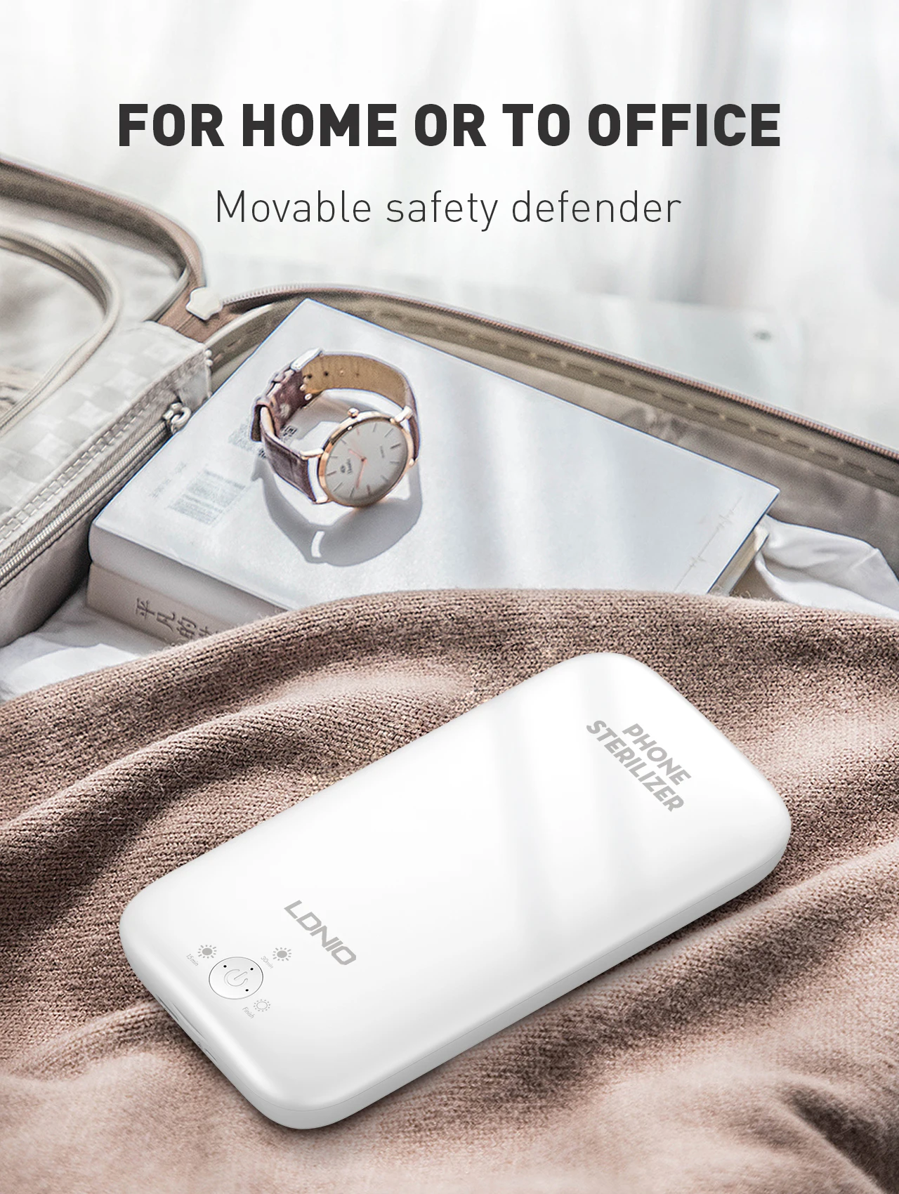 LDNIO UV Light Sanitizer Box, UVC Sterilizer for Smartphone Clinically Proven Kills 99.9% of Germs Viruses & Bacteria
