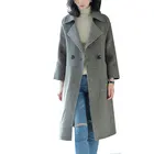 High Quality Double-face Navy Oversize Plaid Sheep Fur Winter Woman Cashmere For Lady Long Odm Wool Coat