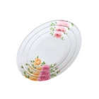 Chinese Hard Plastic Melamine Fish Design Dinner Plates, Pink Country Rose Pattern Hard Plastic Plate For Serving Fish
