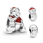 925 Sterling Silver Red Heart Mickey charms pendants fit bracelets women Jewelry Christmas Gift