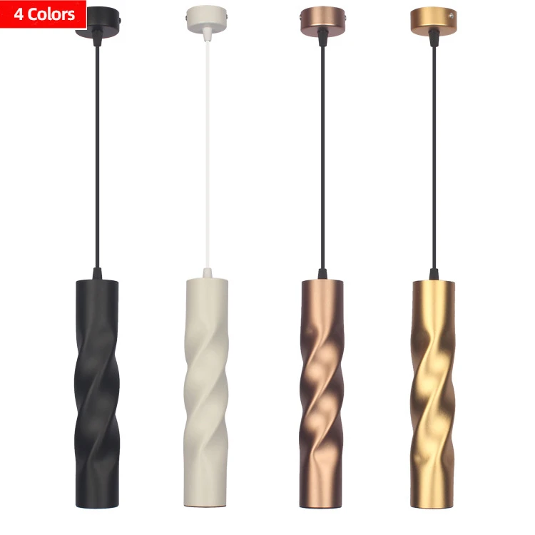 Modern 5W LED Pendant Lamp Restaurant Long Tube Spotlight Pendant Lamp Black White Gold