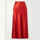 Wholesale custom women side split red satin long skirts