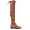 Lady Knee High boots Low Heel Round Toe Factory Supply Nubuck Leather