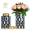 European style fine home decoration black ceramic porcelain with matte pattern finished flower vase