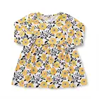Fashionable yellow flower baby girl autumn long sleeve dress