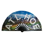 Custom printed bamboo large hand folding fan for promotional gifts