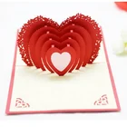 15*10cm hear shape crossed cheap price Red wedding invitations