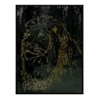 modern black lion forest gold painting canvas print home goods decorative wall art