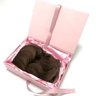 Custom luxury hair gift storage boxes ribbon closure virgin silk bundle hair packaging with satin