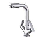 Chrome Plated Ceramic Spool Dual Handle Basin Kitchen Sink Faucet Bathroom Faucet