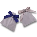 Custom Logo Printed Jewelry Velvet Gift Bag Pouch with ribbon